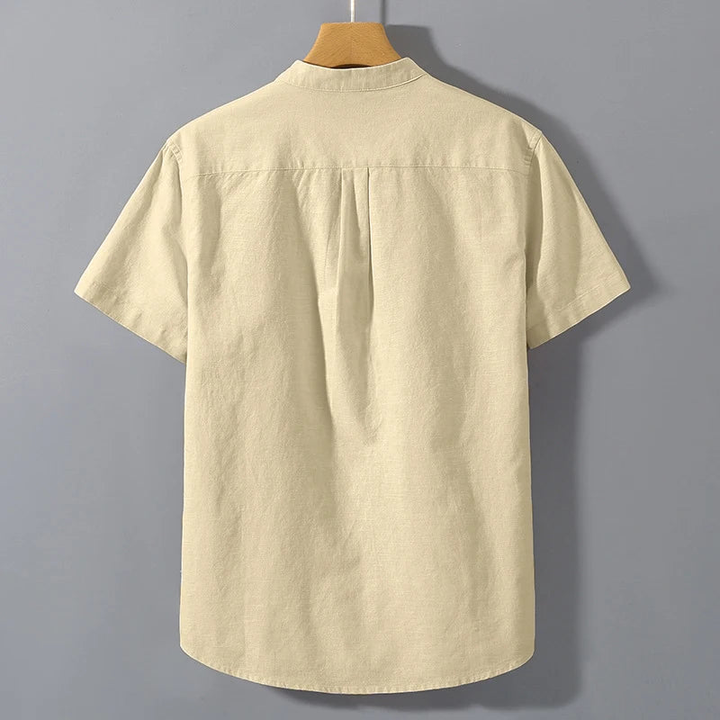 Camisa Casual de Lino para Verano – Cuello Mao