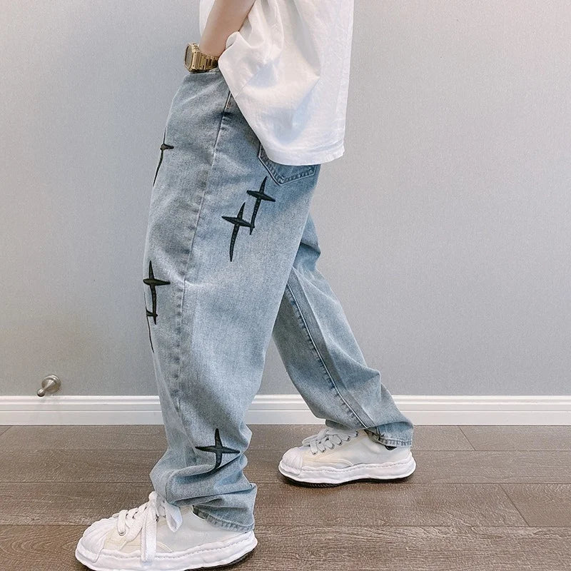 Jeans Baggy "Gothic Cross" – Denim Lavado Estilo Streetwear Retro